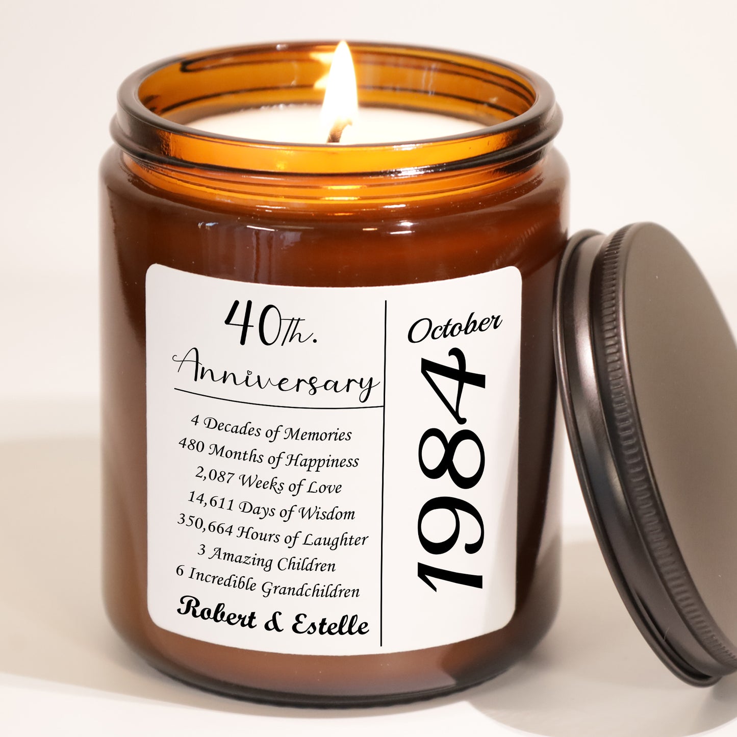 40th Wedding Milestone Anniversary Custom Gift Candle For Parents, Couples