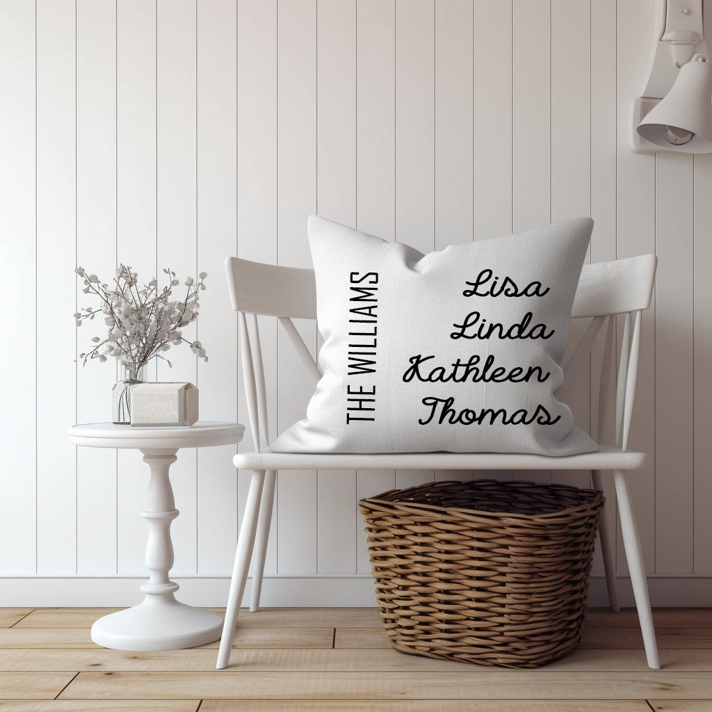 Personalized Family Names Throw Pillow Case