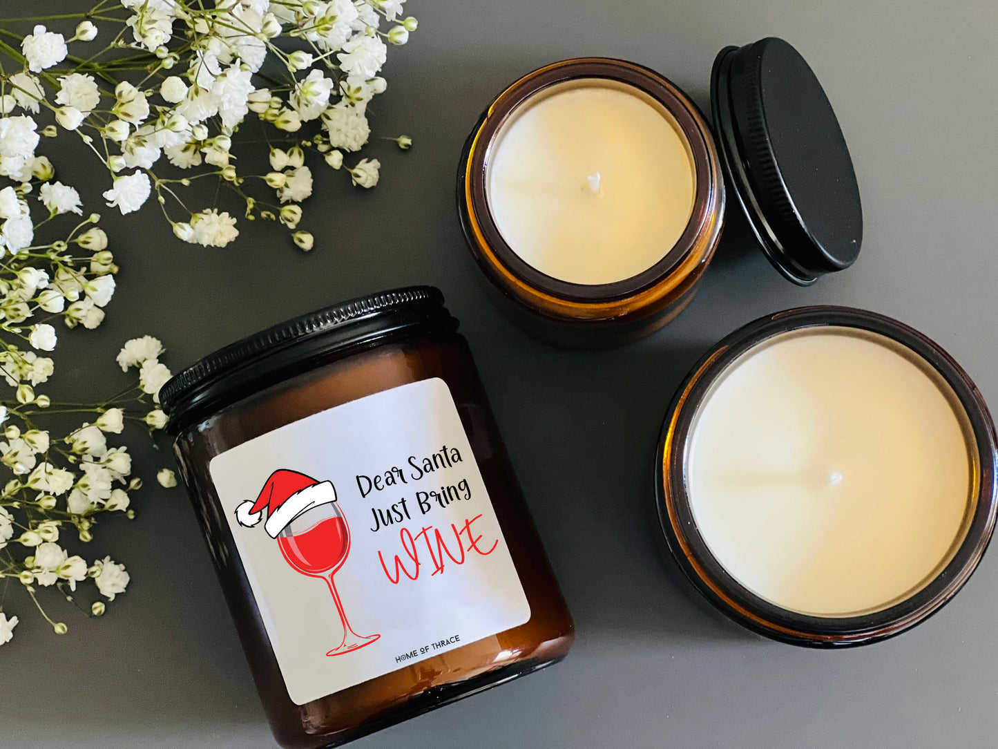 Dear Santa Just Bring Wine Candle Funny Christmas Gift Ideas