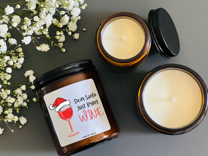 Dear Santa Just Bring Wine Candle Funny Christmas Gift Ideas