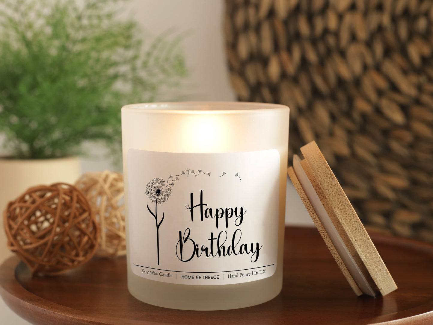 Happy Birthday Dandelion Soy Candle Decorative Gift For Friends