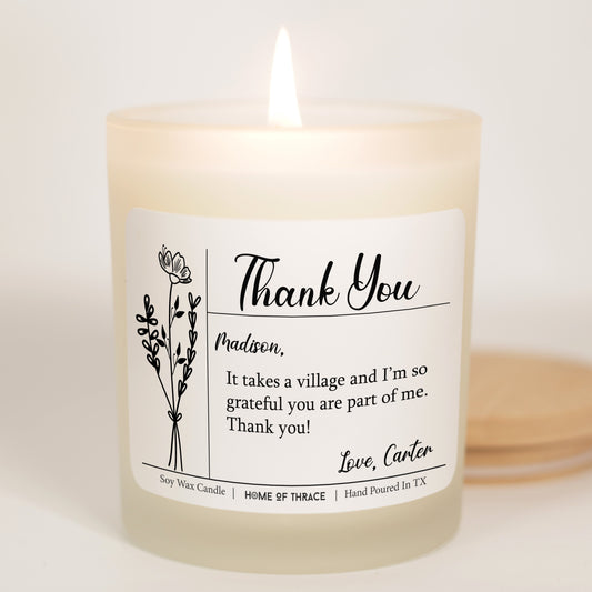 Thank You Custom Message Candle Appreciation Gift For Your Loved