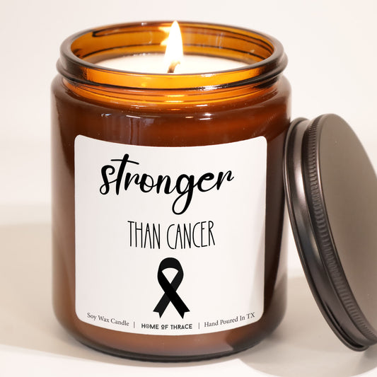 Stronger Than Cancer Encouragement Warrior Gift Basket Addition Gift Candle
