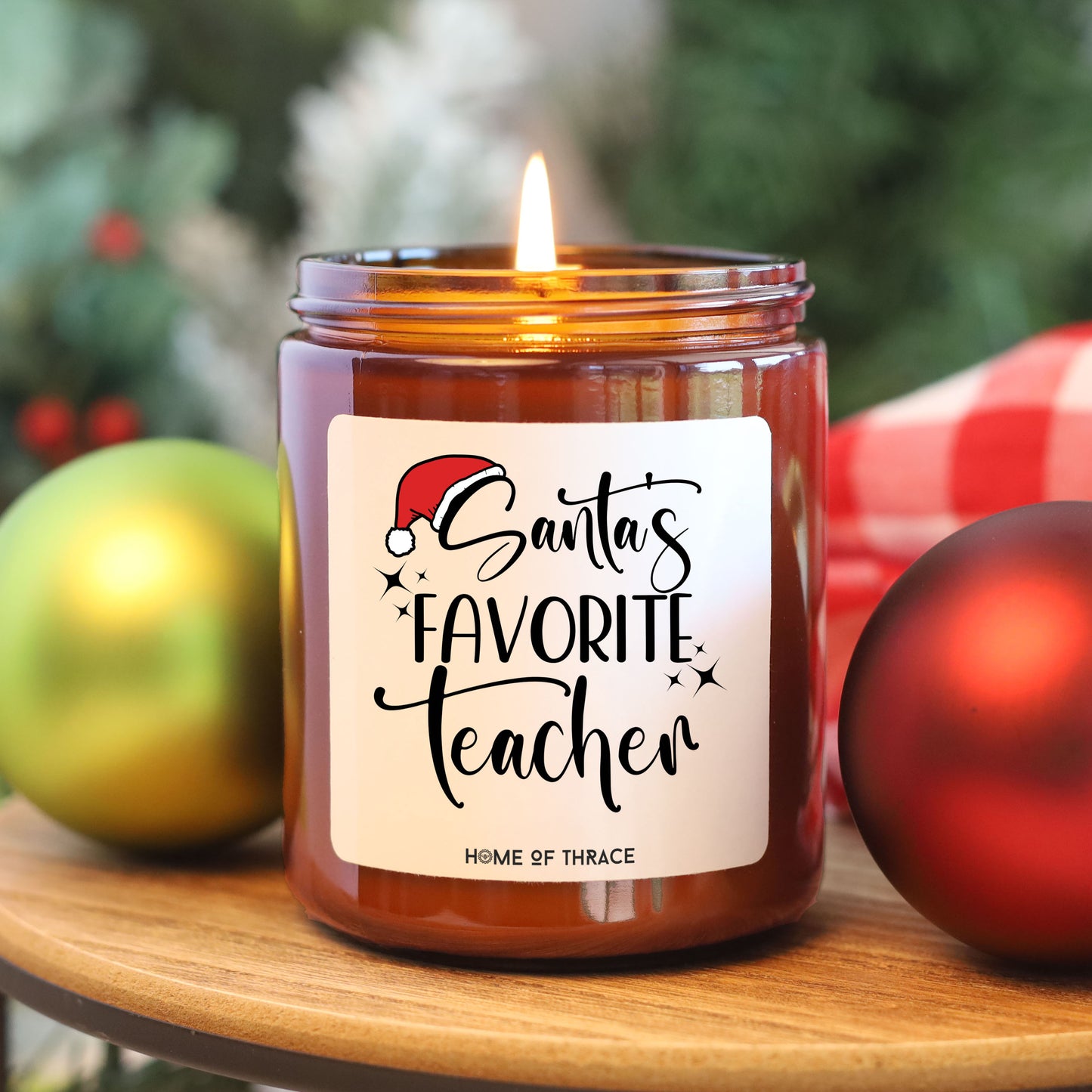 Santa's Favorite Teacher Christmas Thank You Gift Candle