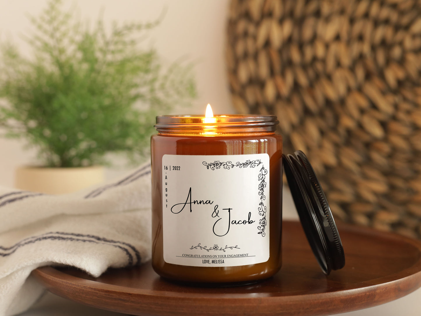Personalized Engagement Congratulations Gift Candle | Bride To Be Soy Candle